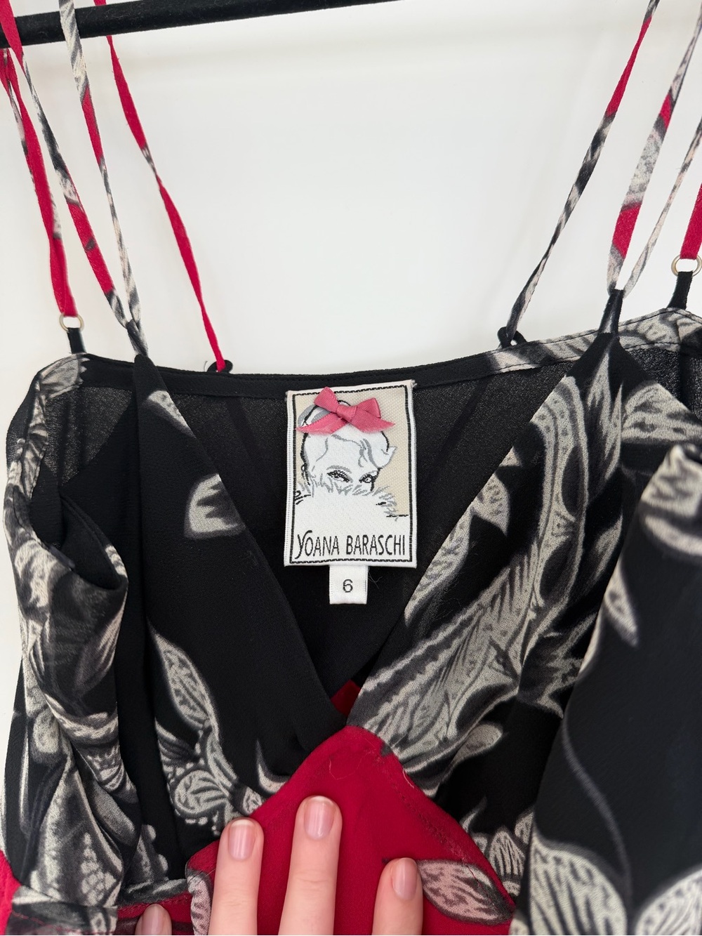 Yoana Baraschi Red and Black Floral Maxi Slip Dress - Picture 3 of 4